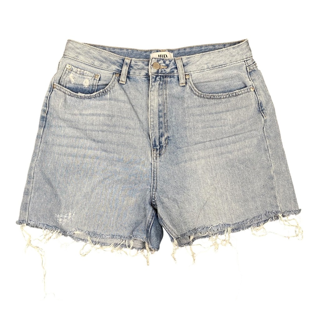 JBD Just Black Denim High Rise Light Wash Frayed Denim Jean Shorts Size 30 571